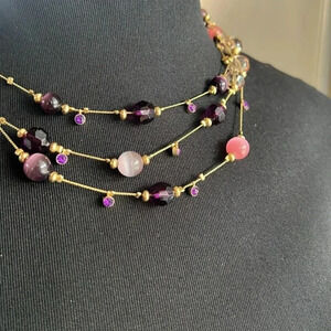 Gold and gems 3 Layers Necklace